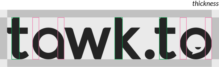 Diagrama de espessura da marca nominativa tawk.to