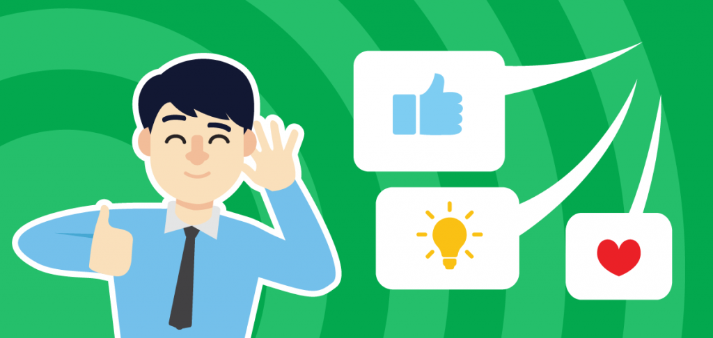 Listening to customers Support agent listening to customers